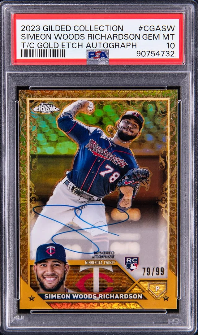 2023 Topps Simeon Woods Richardson Gilded Collection Chrome Gold Etch Autograph #CGASW card image