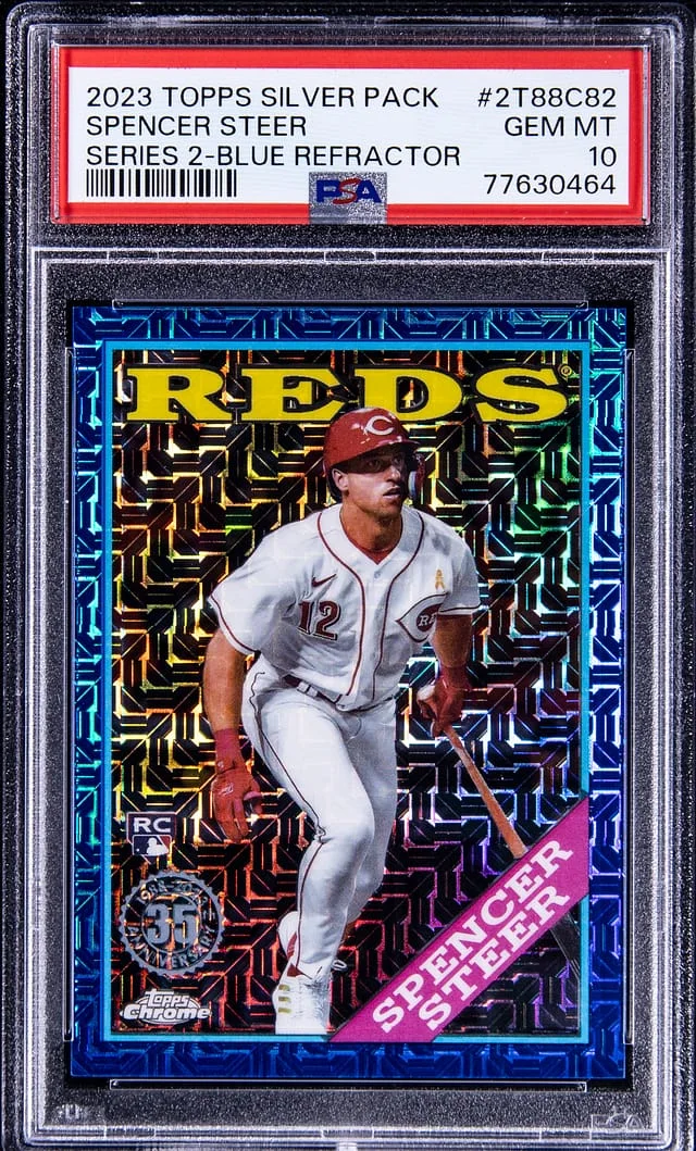 2023 Topps Spencer Steer Silver Pack Series 2 Blue Refractor #2T88C82 card image