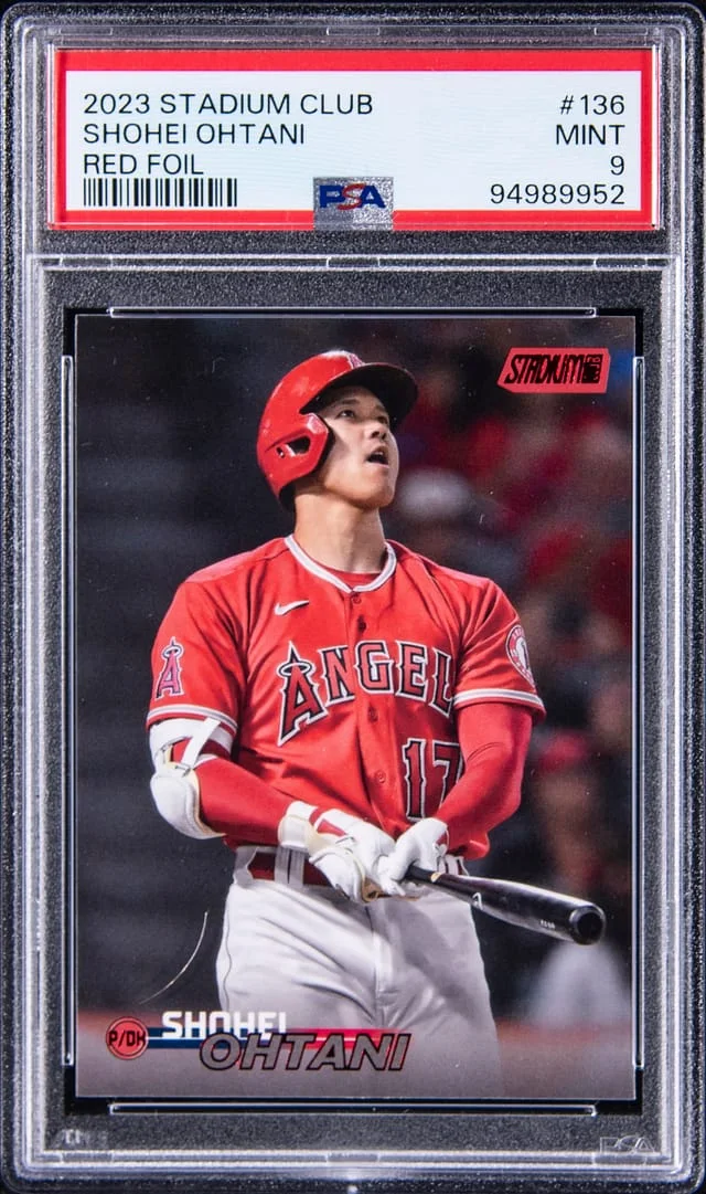 2023 Topps Stadium Club Shohei Ohtani Red Foil #136 card image