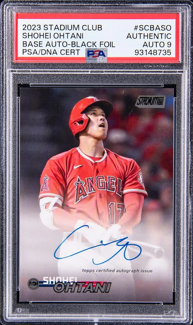 2023 Topps Stadium Club Shohei Ohtani Base Autographs Black Foil #SCBA-SO card image