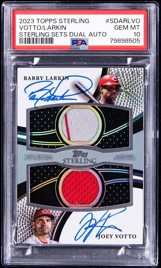 2023 Topps Sterling Barry Larkin/Joey Votto Sets Dual Autograph Relic #SDAR-LVO card image