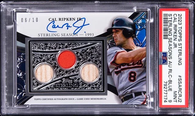 2023 Topps Sterling Cal Ripken Jr. Seasons Autograph Relics Blue #SSAR-CRJ2 card image