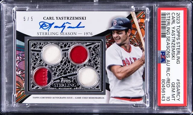 2023 Topps Sterling Carl Yastrzemski Seasons Autograph Relics Red #SSAR-CY card image