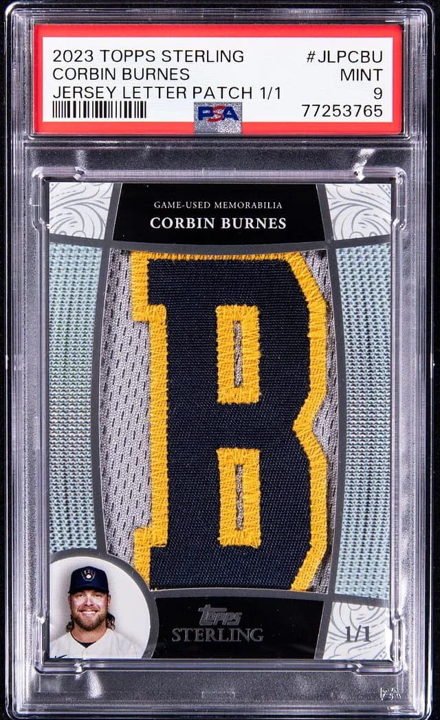 2023 Topps Sterling Corbin Burnes Game-Used Jersey Letter Patch #JLP-CBU card image