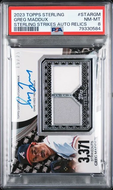 2023 Topps Sterling Greg Maddux Sterling Strikes Autograph Relics #STARGM card image