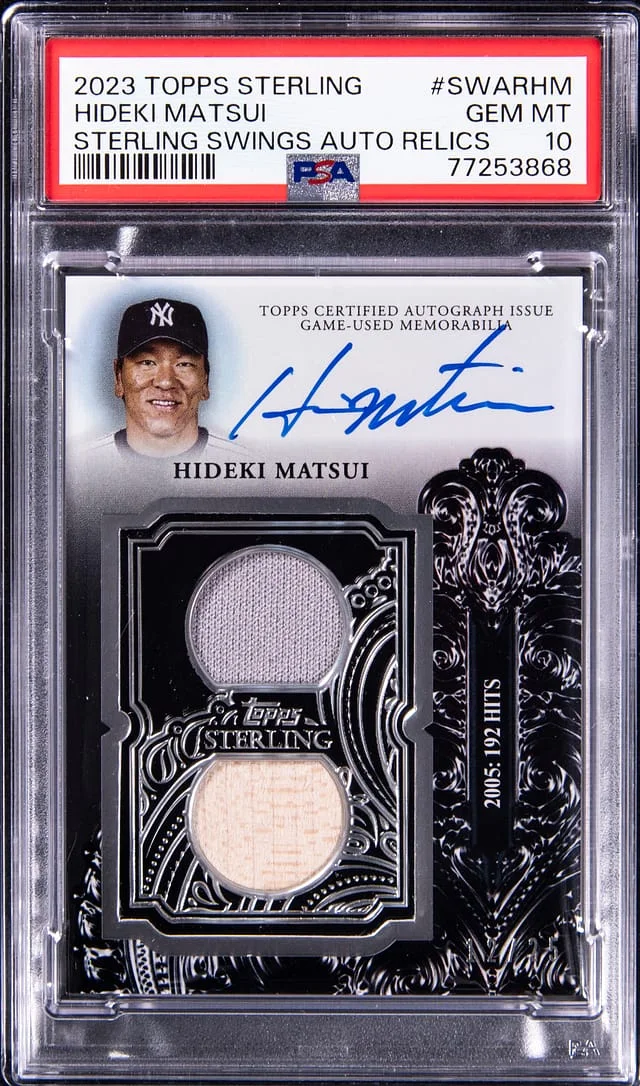 2023 Topps Sterling Hideki Matsui Swings Autograph Relic #SWARHM card image