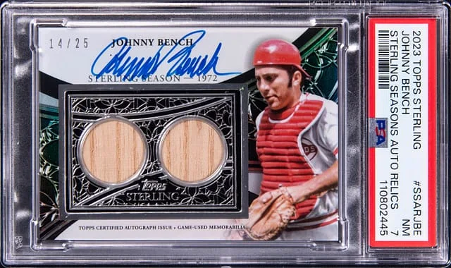 2023 Topps Sterling Johnny Bench Seasons Autograph Relics #SSAR-JBE card image
