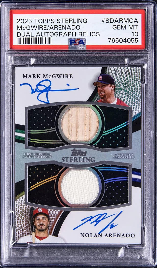 2023 Topps Sterling Mark McGwire & Nolan Arenado Dual Autograph Relics #SDAR-MCA card image