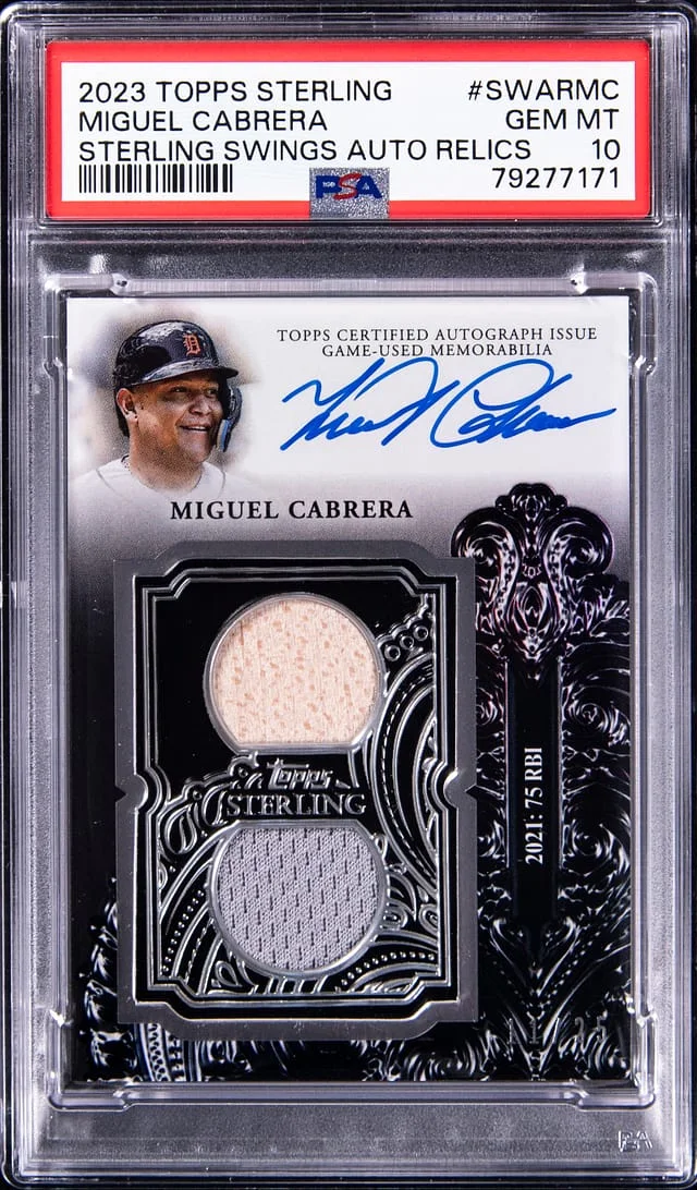 2023 Topps Sterling Miguel Cabrera Swings Autograph Relics #SWAR-MC card image