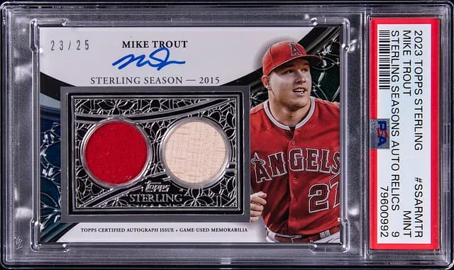 2023 Topps Sterling Mike Trout Seasons Autograph Relics #SSAR-MTR card image