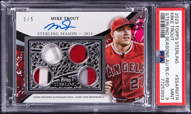 2023 Topps Sterling Mike Trout Seasons Autograph Relic Red #SSARMTR card image