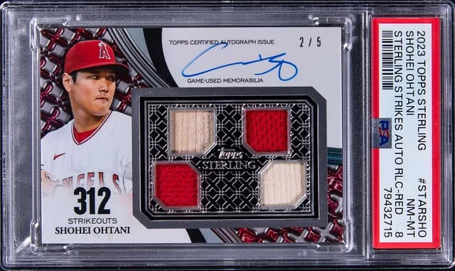 2023 Topps Sterling Shohei Ohtani Strikes Autograph Relic Red #STAR-SHO card image