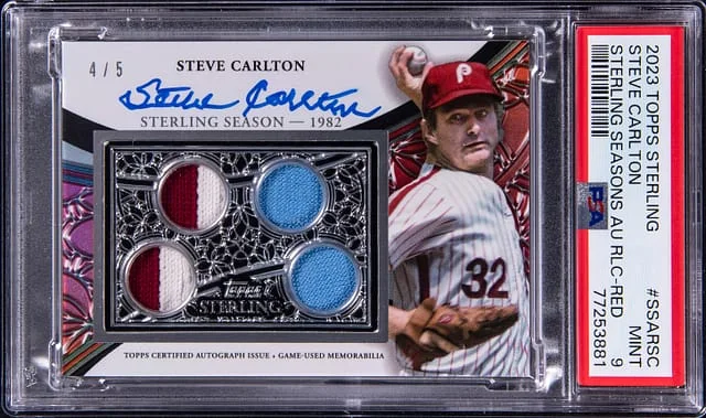 2023 Topps Sterling Steve Carlton Seasons Autograph Relic Red #SSARSC card image