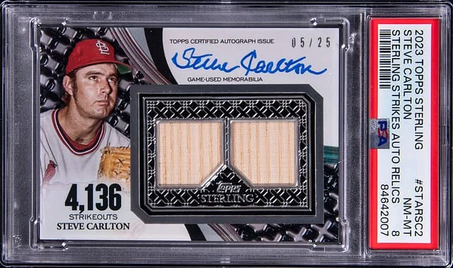 2023 Topps Sterling Steve Carlton Strikes Autograph Relic #STAR-SC2 card image