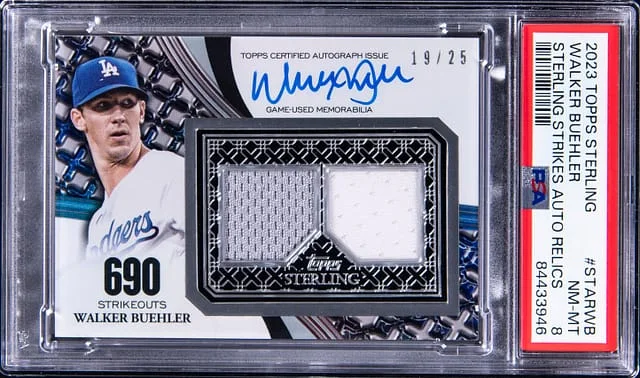 2023 Topps Sterling Walker Buehler Strikes Autograph Relics #STAR-WB card image
