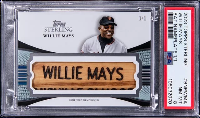 2023 Topps Sterling Willie Mays Game-Used Bat Nameplate #BNP-WMA card image