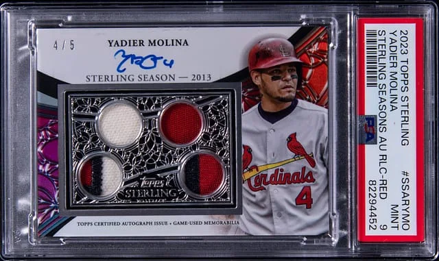 2023 Topps Sterling Yadier Molina Seasons Autograph Relic Red #SSARYMO card image