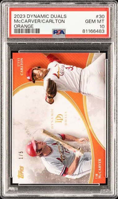 2023 Topps Steve Carlton/Tim Mccarver Dynamic Duals Orange #30 card image