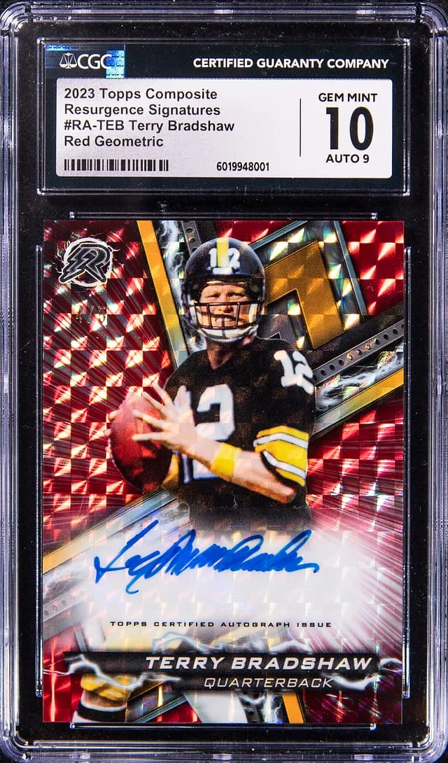 2023 Topps Terry Bradshaw Composite Resurgence Signatures Red Geometric #RA-TEB card image