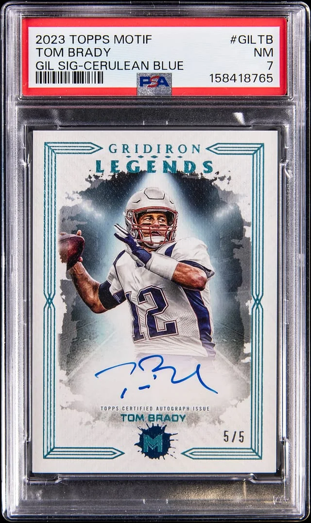 2023 Topps Tom Brady Motif Gridiron Legends Signatures Cerulean Blue #GIL-TB card image