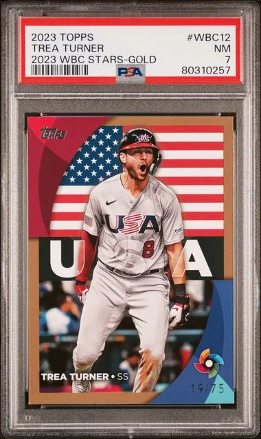 2023 Topps Trea Turner 2023 World Baseball Classic Stars Gold #WBC12 card image