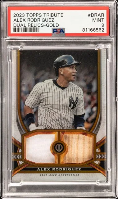 2023 Topps Tribute Alex Rodriguez Tribute Dual Relics Single Player Gold #DRAR card image