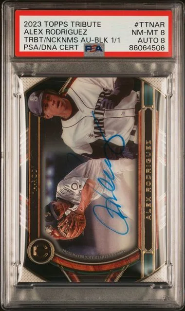 2023 Topps Tribute Alex Rodriguez Tribute To Nicknames Autograph Black #TTN-AR card image