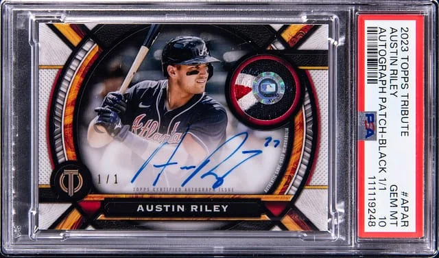 2023 Topps Tribute Austin Riley Autograph Patch Black #AP-AR card image