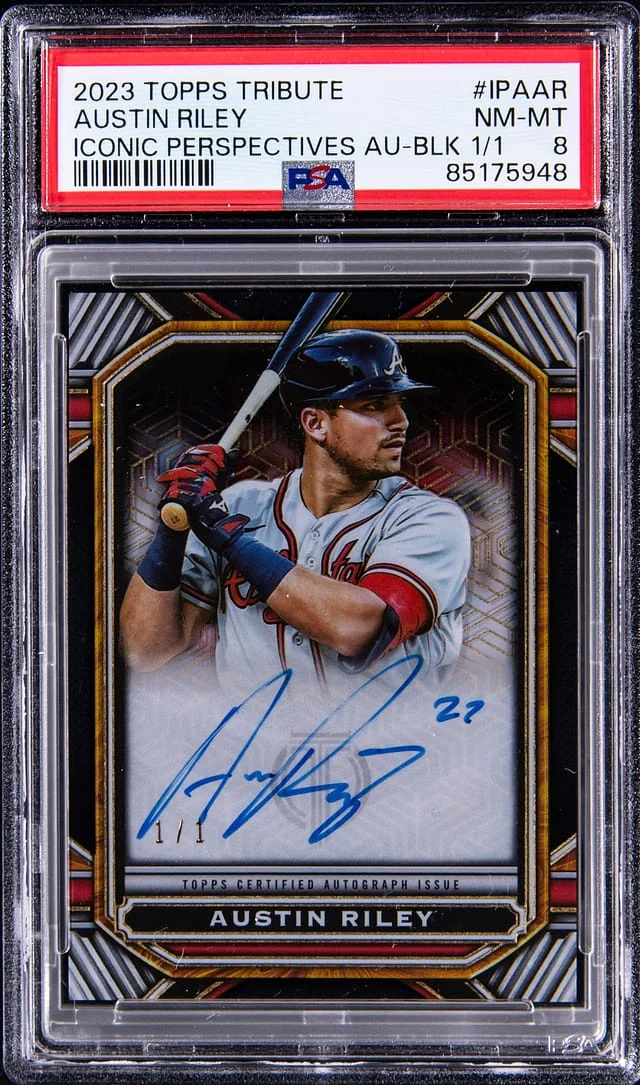 2023 Topps Tribute Austin Riley Iconic Perspectives Autograph Black #IPA-AR card image