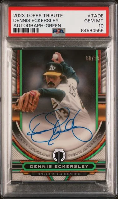 2023 Topps Tribute Dennis Eckersley Tribute Autograph Green #TADE card image