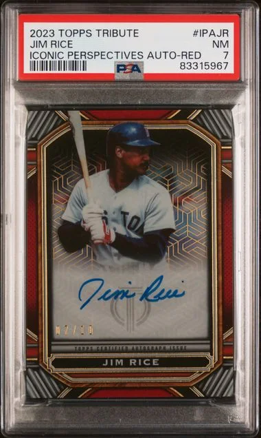 2023 Topps Tribute Jim Rice Iconic Perspectives Autograph Red #IPAJR card image