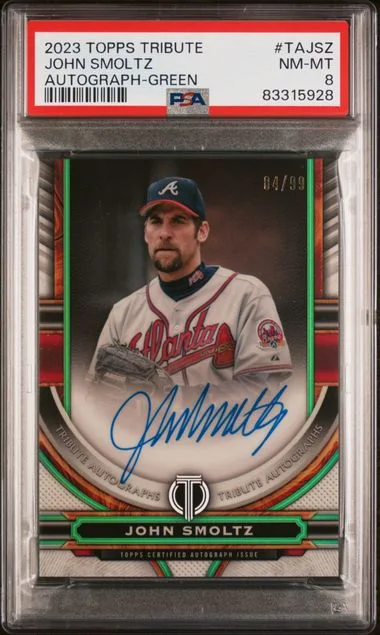 2023 Topps Tribute John Smoltz Tribute Autograph Green #TAJSZ card image