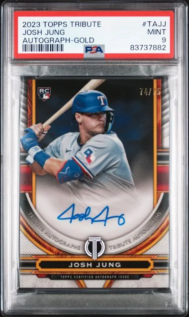 2023 Topps Tribute Josh Jung Tribute Autograph Gold #TA-JJ card image