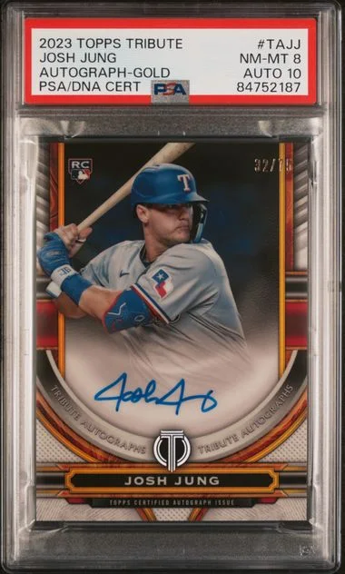 2023 Topps Tribute Josh Jung Tribute Autograph Gold #TAJJ card image