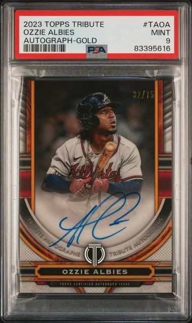 2023 Topps Tribute Ozzie Albies Tribute Autograph Gold #TA-OA card image