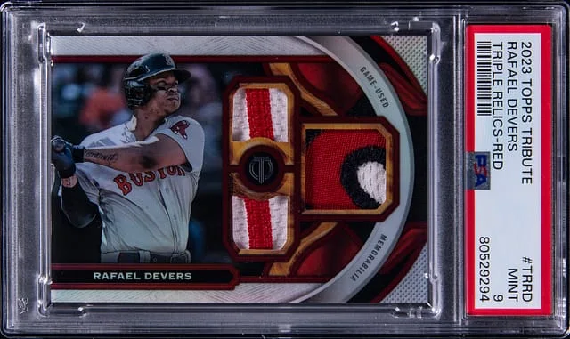 2023 Topps Tribute Rafael Devers Triple Relics Red #TR-RD card image