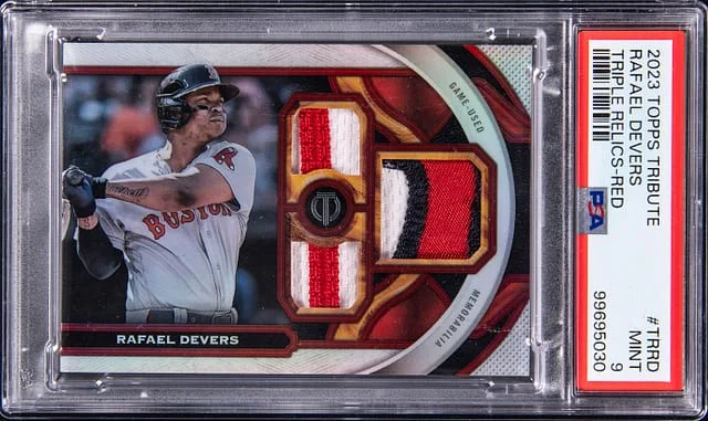 2023 Topps Tribute Rafael Devers Triple Relics-Red #TRRD card image