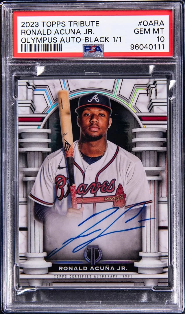 2023 Topps Tribute Ronald Acuna Olympus Autograph Black #OA-RA card image