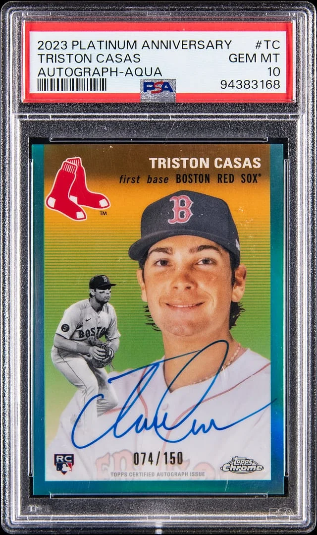 2023 Topps Triston Casas Platinum Anniversary Autograph Aqua #CPA-TC card image