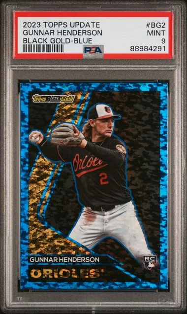 2023 Topps Update Gunnar Henderson Black Gold Blue #BG2 card image