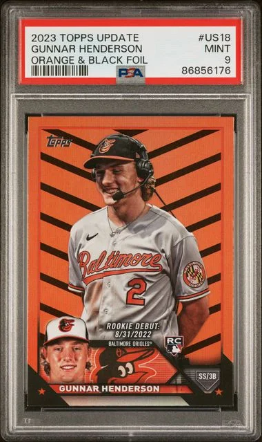 2023 Topps Update Gunnar Henderson Orange & Black Foil #US18 card image