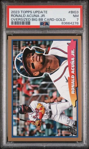 2023 Topps Update Ronald Acuna Jr. Oversized Topps Big Baseball Card Gold #BIG3 card image