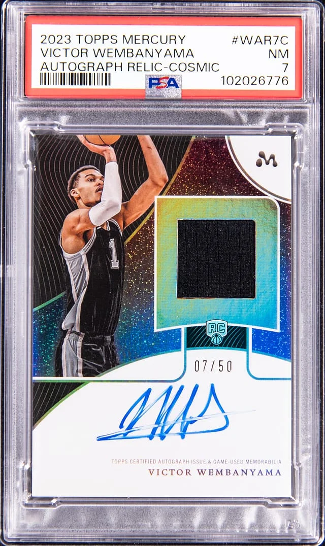 2023 Topps Victor Wembanyama Mercury Autograph Relic Cosmic #WAR-7C card image