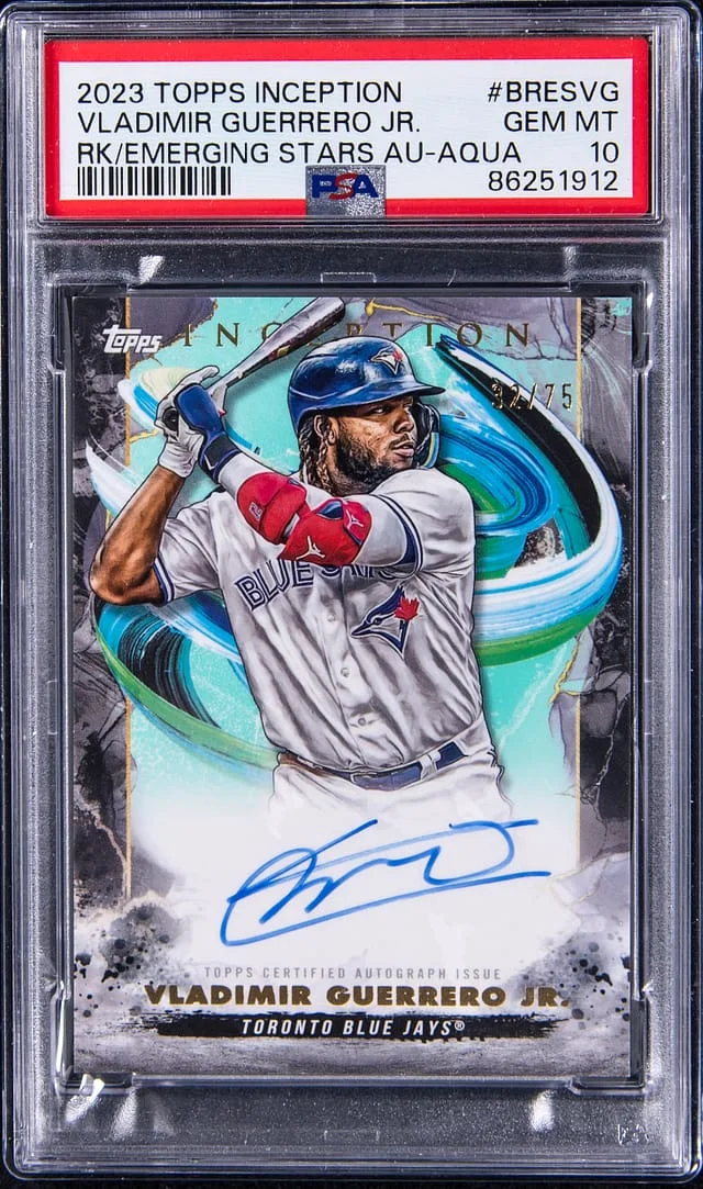 2023 Topps Vladimir Guerrero Jr. Inception Emerging Stars Autograph Aqua #BRES-VG card image