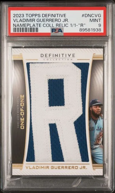 2023 Topps Vladimir Guerrero Jr. Definitive Collection Definitive Nameplate Collection Relics R(2) #DNCVG card image
