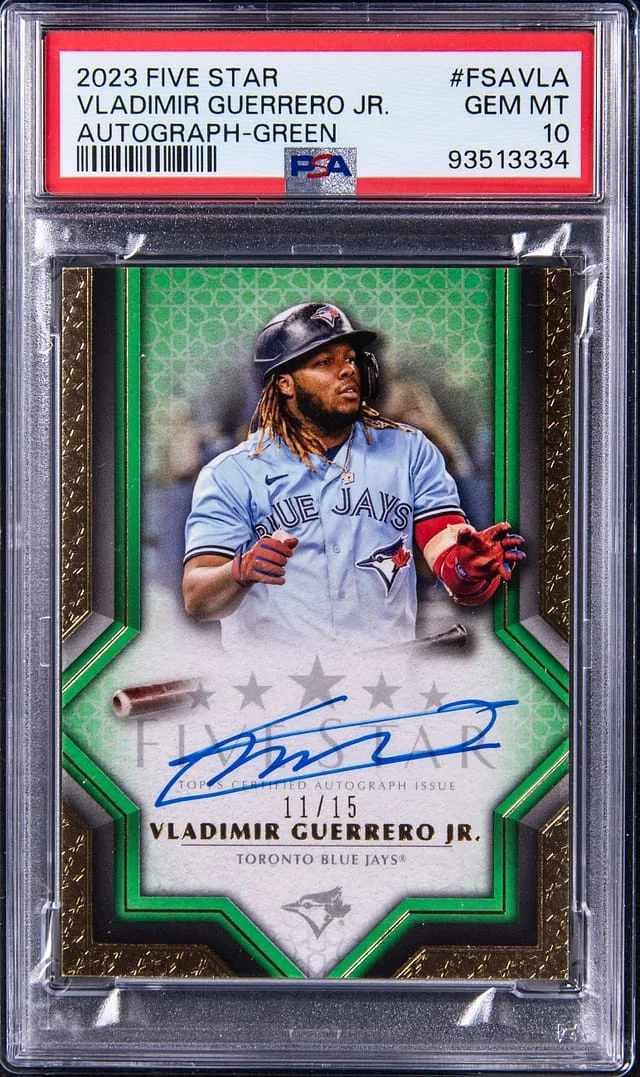 2023 Topps Vladimir Guerrero Jr Five Star Autograph Green #FSAVLA card image