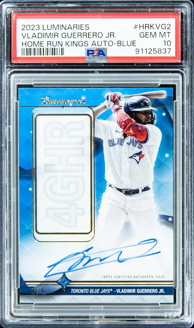 2023 Topps Vladimir Guerrero Jr. Luminaries Home Run Kings Autograph Blue #HRK-VG2 card image