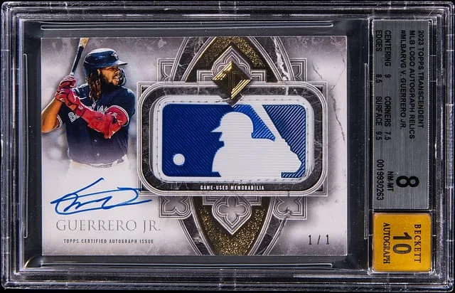 2023 Topps Vladimir Guerrero Jr. Transcendent MLB Logo Autograph Relics #MLBAR-VG card image