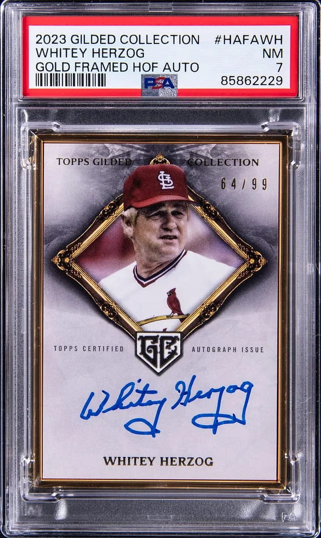 2023 Topps Whitey Herzog Gilded Collection Gold Framed Hall of Fame Autograph #WH card image