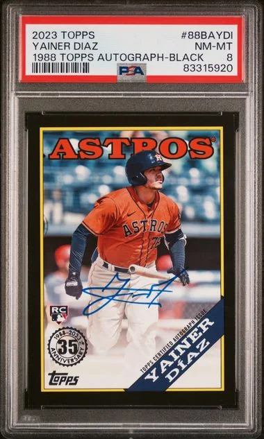 2023 Topps Yainer Diaz 1988 Topps Baseball Autographs Series 2-Black #88BAYDI card image